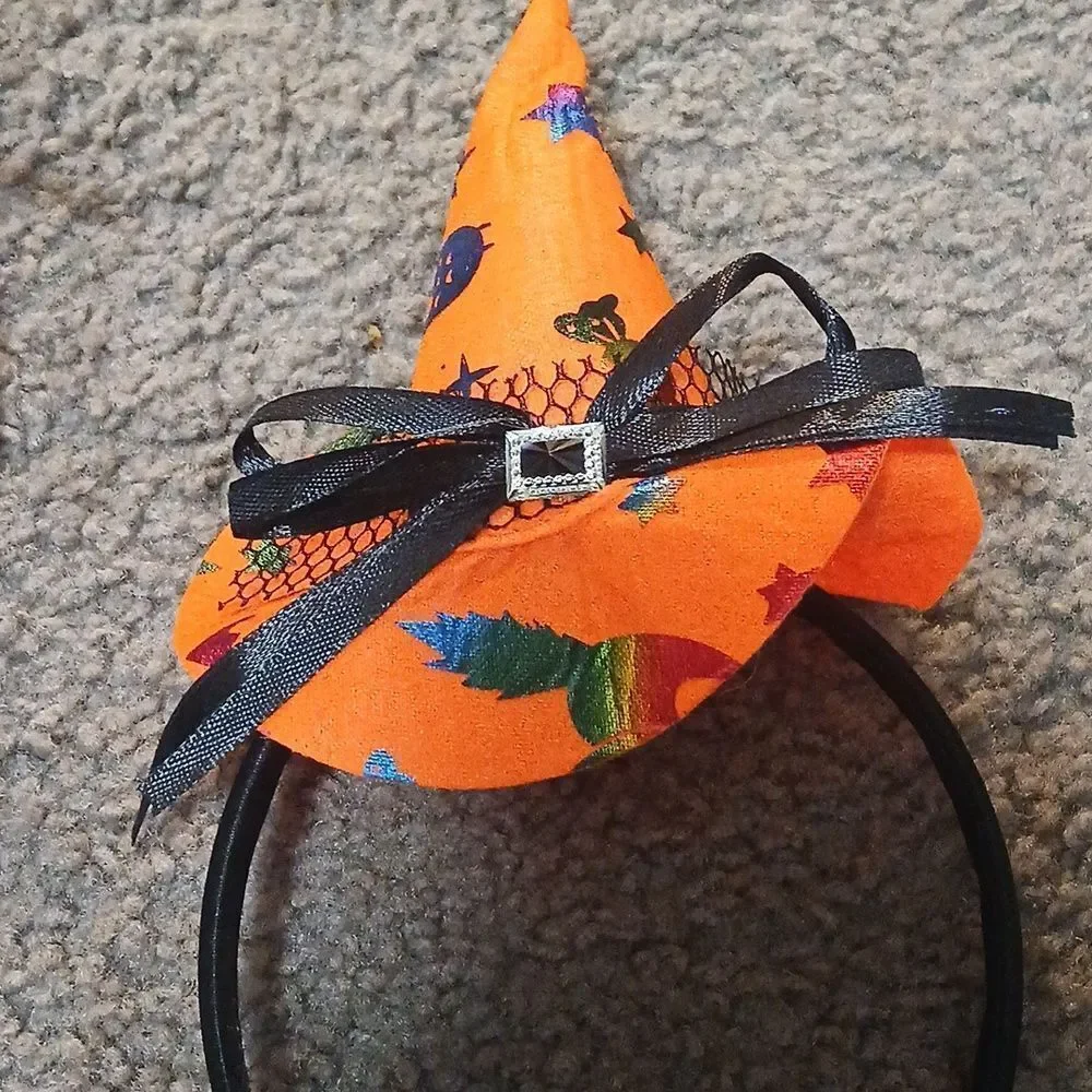 Halloween witches headbands for girls or women purple black orange NEW